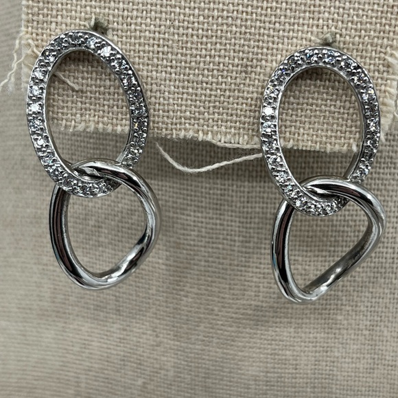 Vintage Sterling Silver Dangle Earrings with Brilliant Sparkle - Picture 12 of 15